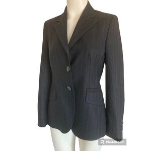 Escada Black Pinstripe 2 button Wool Blazer Jacket Sz 34 4 Excellent!